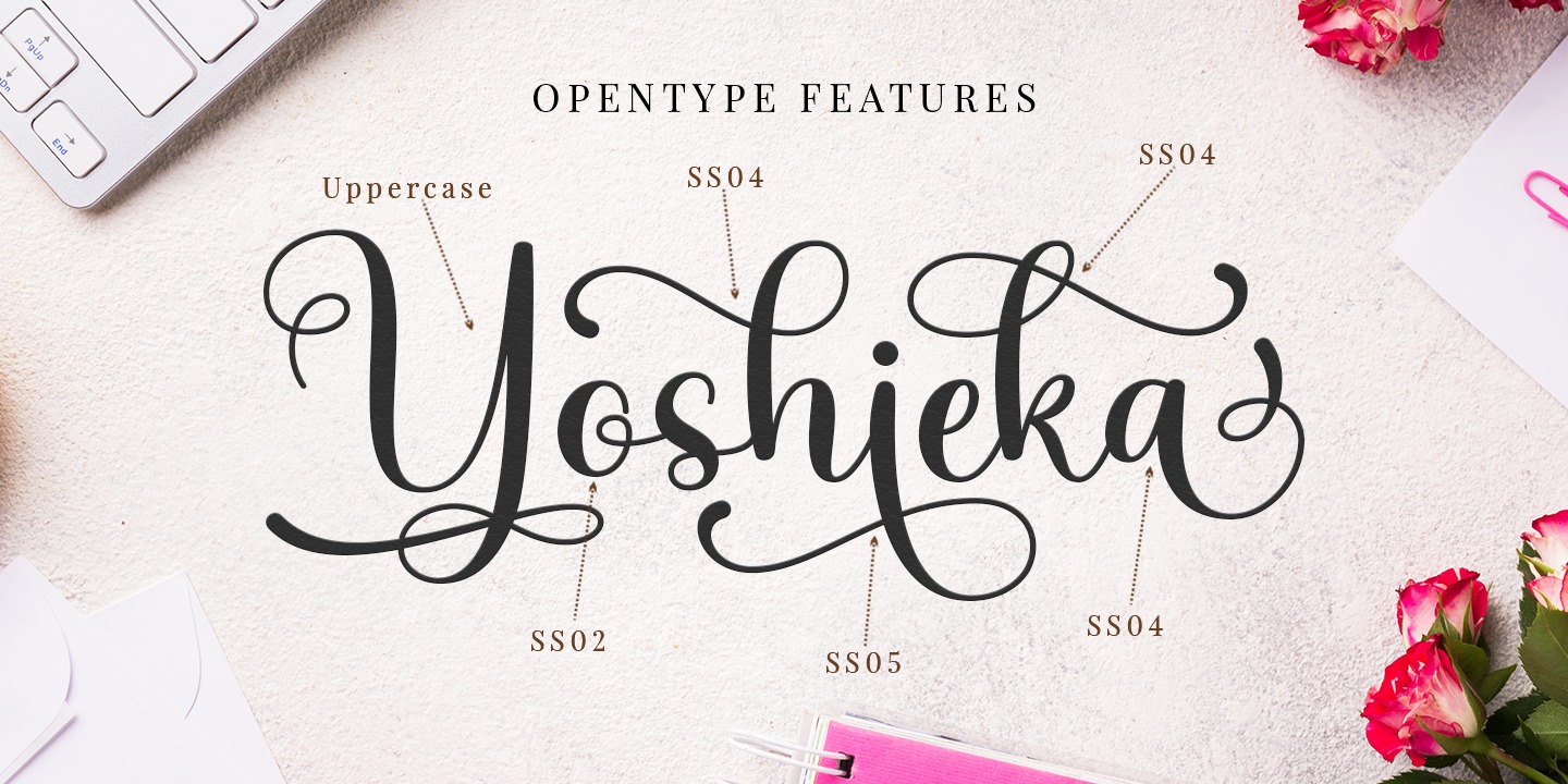 Beispiel einer Yoshieka Regular-Schriftart